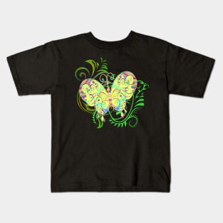 Decorative Yellow Butterfly Silhouette Art Kids T-Shirt